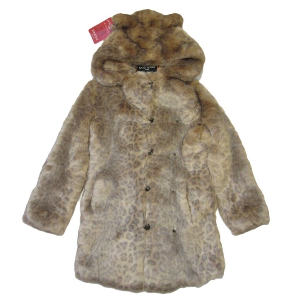 SpiritHoods Women's African Golden Cat in Leopard Faux Fur Coat XXS $409
